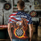 Custom Flame Eagle Patriotic Darts Shirt Personalized US Flag Darts Team Jersey