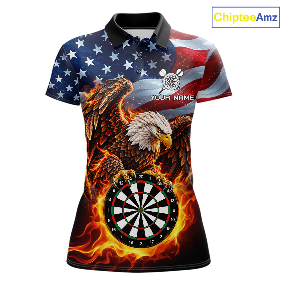 Custom Flame Eagle Patriotic Darts Shirt Personalized US Flag Darts Team Jersey