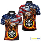 Custom Flame Eagle Patriotic Darts Shirt Personalized US Flag Darts Team Jersey