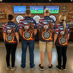 Custom Flame Eagle Patriotic Darts Shirt Personalized US Flag Darts Team Jersey