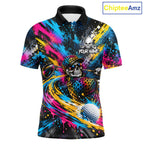 Skeleton Splatter Golf Polo Shirt Custom Neon Colorful Golf Jersey Golf Apparel Gift