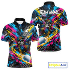 Skeleton Splatter Golf Polo Shirt Custom Neon Colorful Golf Jersey Golf Apparel Gift
