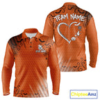 Heart Halloween Golf Polo Shirt Custom Orange Spiderweb Name Golf Shirt, Halloween Golf Gifts