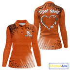 Heart Halloween Golf Polo Shirt Custom Orange Spiderweb Name Golf Shirt, Halloween Golf Gifts