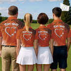 Heart Halloween Golf Polo Shirt Custom Orange Spiderweb Name Golf Shirt, Halloween Golf Gifts