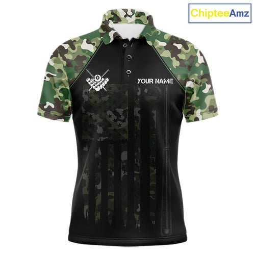 US Flag Camouflage 8 Ball Pool Billiard Polo & Quarter-Zip Custom Billiard Team Attire