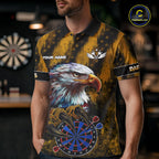 American Flag Eagle Darts Polo & 1/4-Zip Shirt Custom Patriotic Outfit Dart Team Jersey