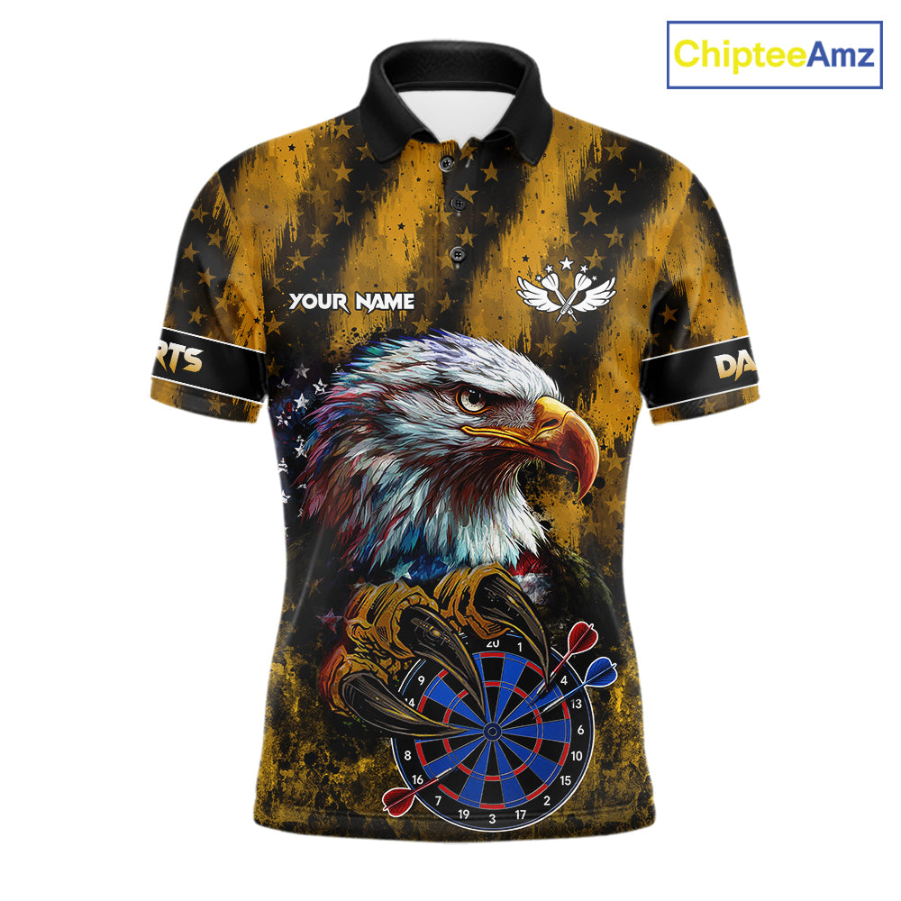 American Flag Eagle Darts Polo & 1/4-Zip Shirt Custom Patriotic Outfit Dart Team Jersey