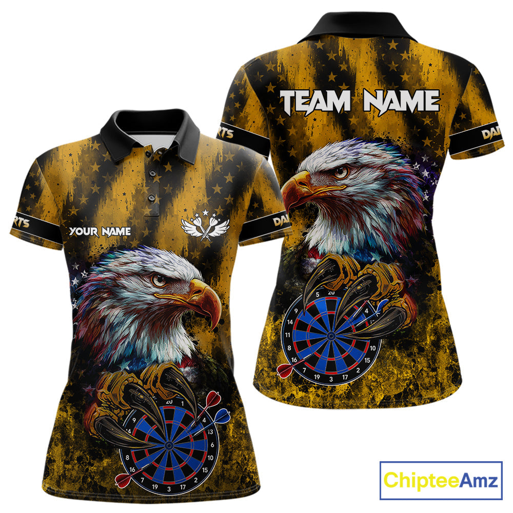 American Flag Eagle Darts Polo & 1/4-Zip Shirt Custom Patriotic Outfit Dart Team Jersey