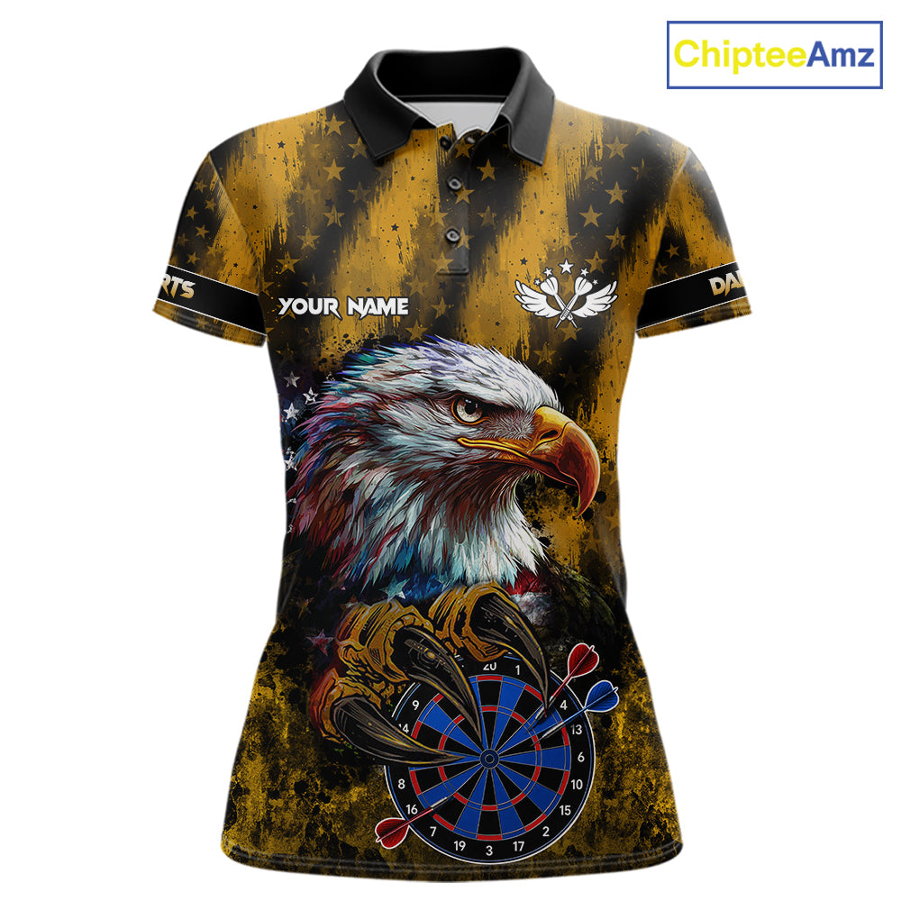 American Flag Eagle Darts Polo & 1/4-Zip Shirt Custom Patriotic Outfit Dart Team Jersey