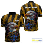 American Flag Eagle Darts Polo & 1/4-Zip Shirt Custom Patriotic Outfit Dart Team Jersey
