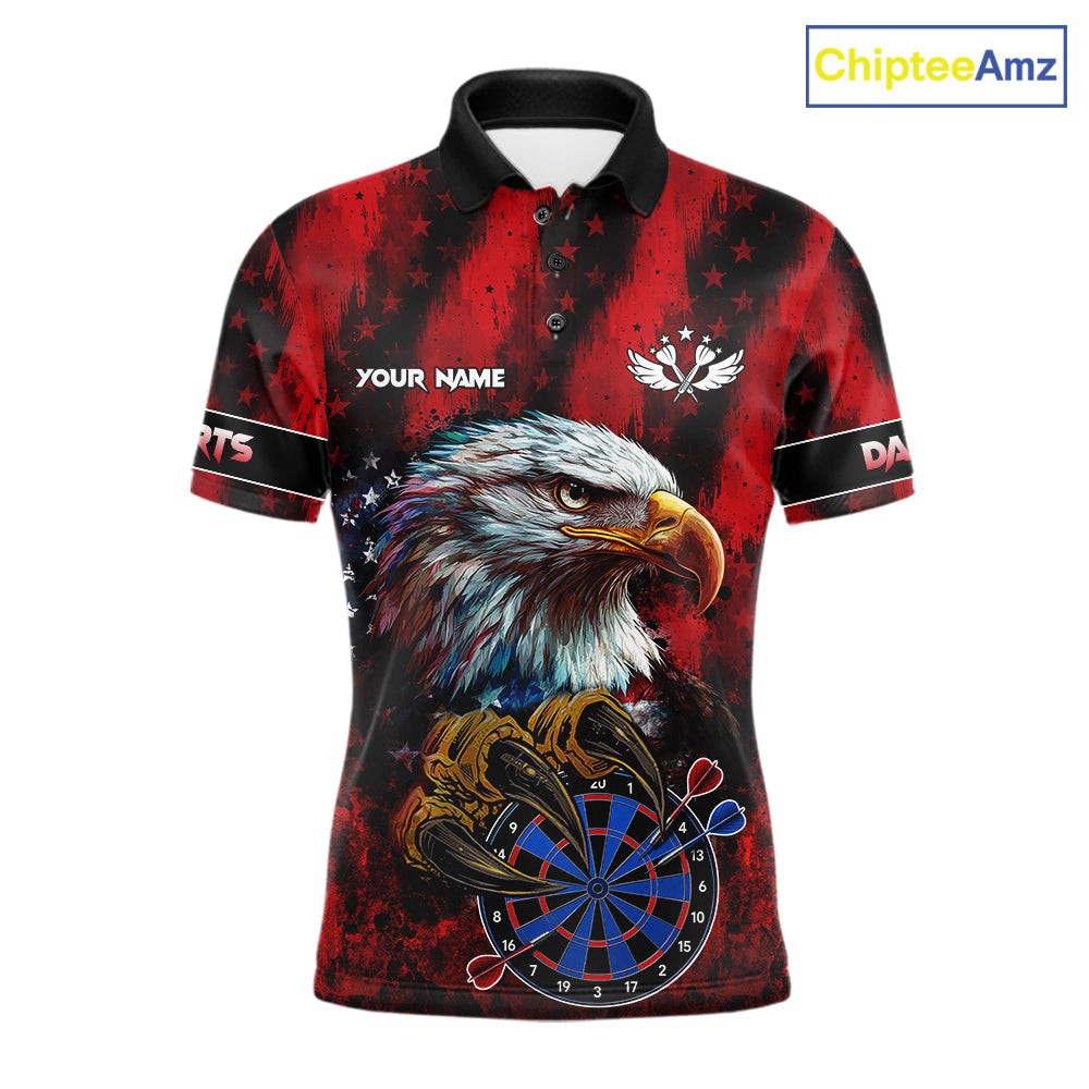 American Flag Eagle Darts Polo & 1/4-Zip Shirt Custom Patriotic Outfit Dart Team Jersey