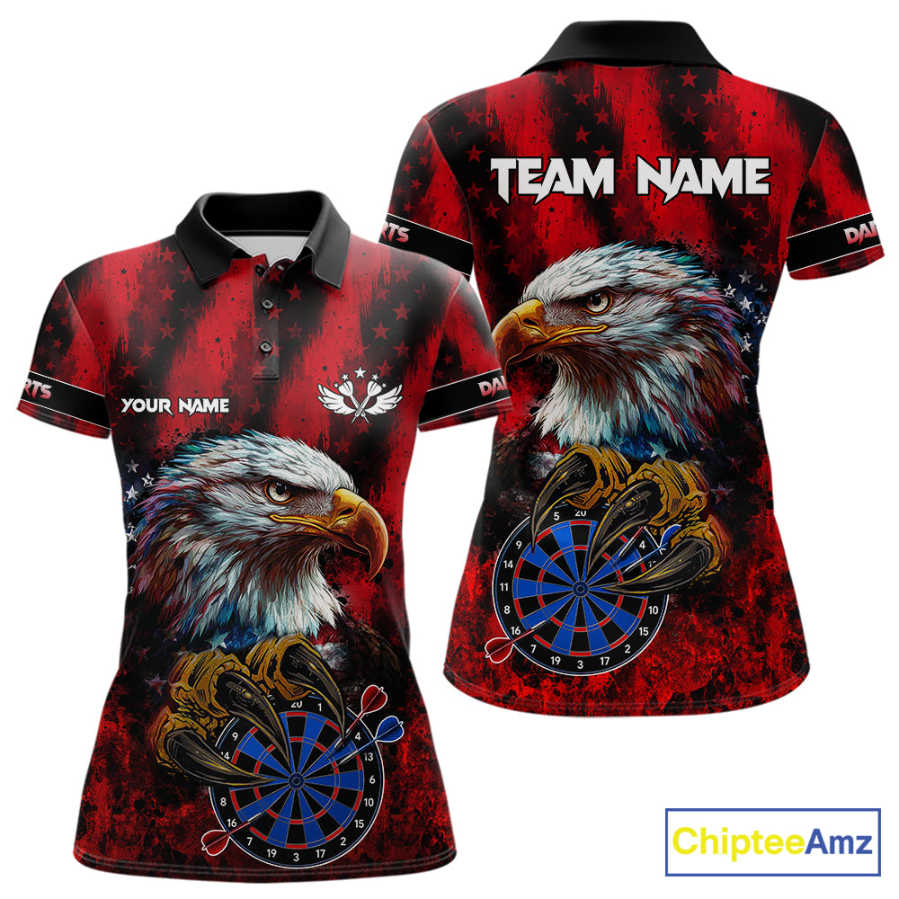 American Flag Eagle Darts Polo & 1/4-Zip Shirt Custom Patriotic Outfit Dart Team Jersey