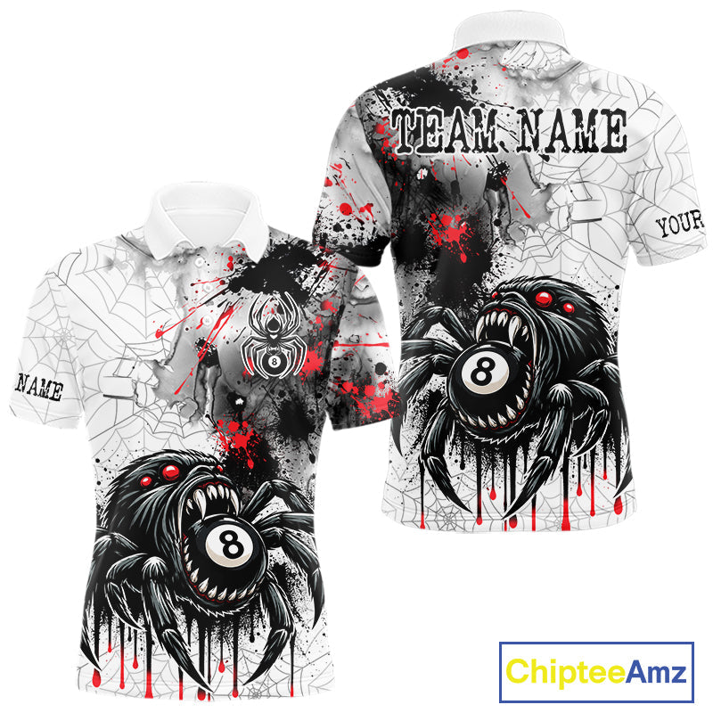 Personalized Splash Black And Red Spider 8 Ball Billiard Shirt Custom Pool Billiard Jersey