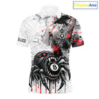 Personalized Splash Black And Red Spider 8 Ball Billiard Shirt Custom Pool Billiard Jersey