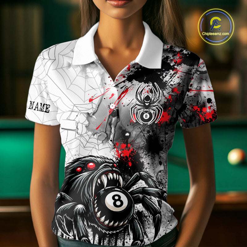 Personalized Splash Black And Red Spider 8 Ball Billiard Shirt Custom Pool Billiard Jersey