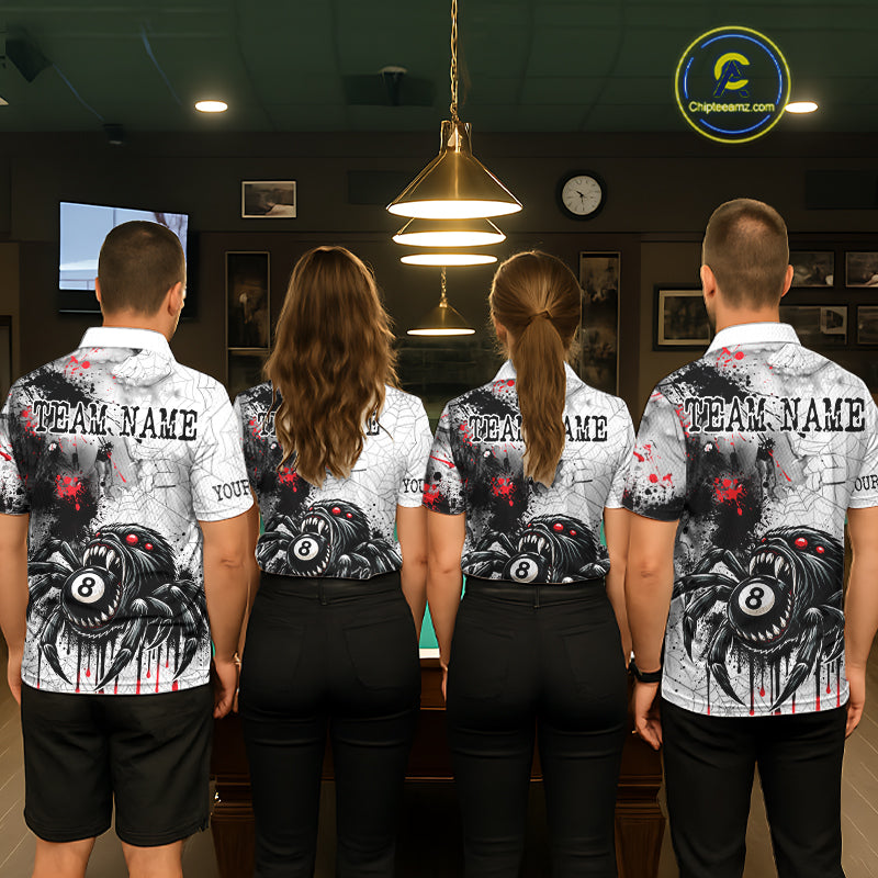 Personalized Splash Black And Red Spider 8 Ball Billiard Shirt Custom Pool Billiard Jersey
