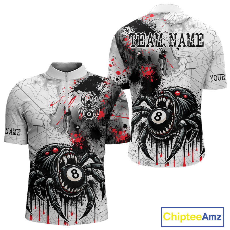 Personalized Splash Black And Red Spider 8 Ball Billiard Shirt Custom Pool Billiard Jersey