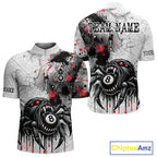 Personalized Splash Black And Red Spider 8 Ball Billiard Shirt Custom Pool Billiard Jersey