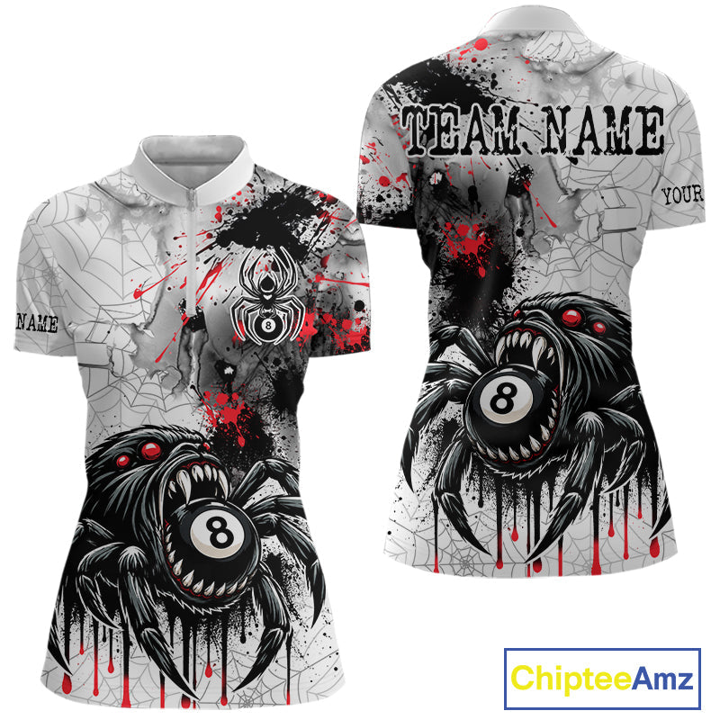Personalized Splash Black And Red Spider 8 Ball Billiard Shirt Custom Pool Billiard Jersey