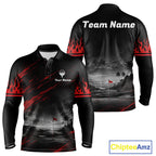 Personalized Golf Polo Shirts, Custom Name Red Fire Flame Golf Course Shirt Golf Jersey