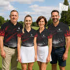 Personalized Golf Polo Shirts, Custom Name Red Fire Flame Golf Course Shirt Golf Jersey