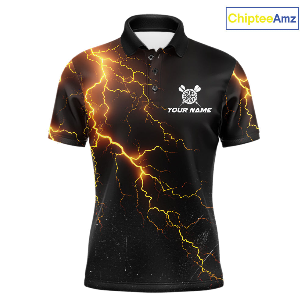 Funny Tornado Darts Polo 1/4-Zip Cowboy Darts Team Jersey Yellow Thunder Darts Tournament Shirt
