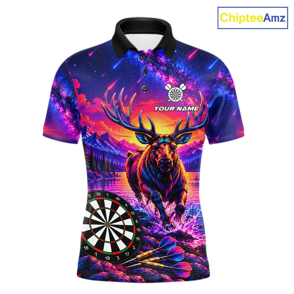Neon Deer Dart Shirt Colorful Galaxy Dartboard Deer Darts League Shirt Dart Team Jersey