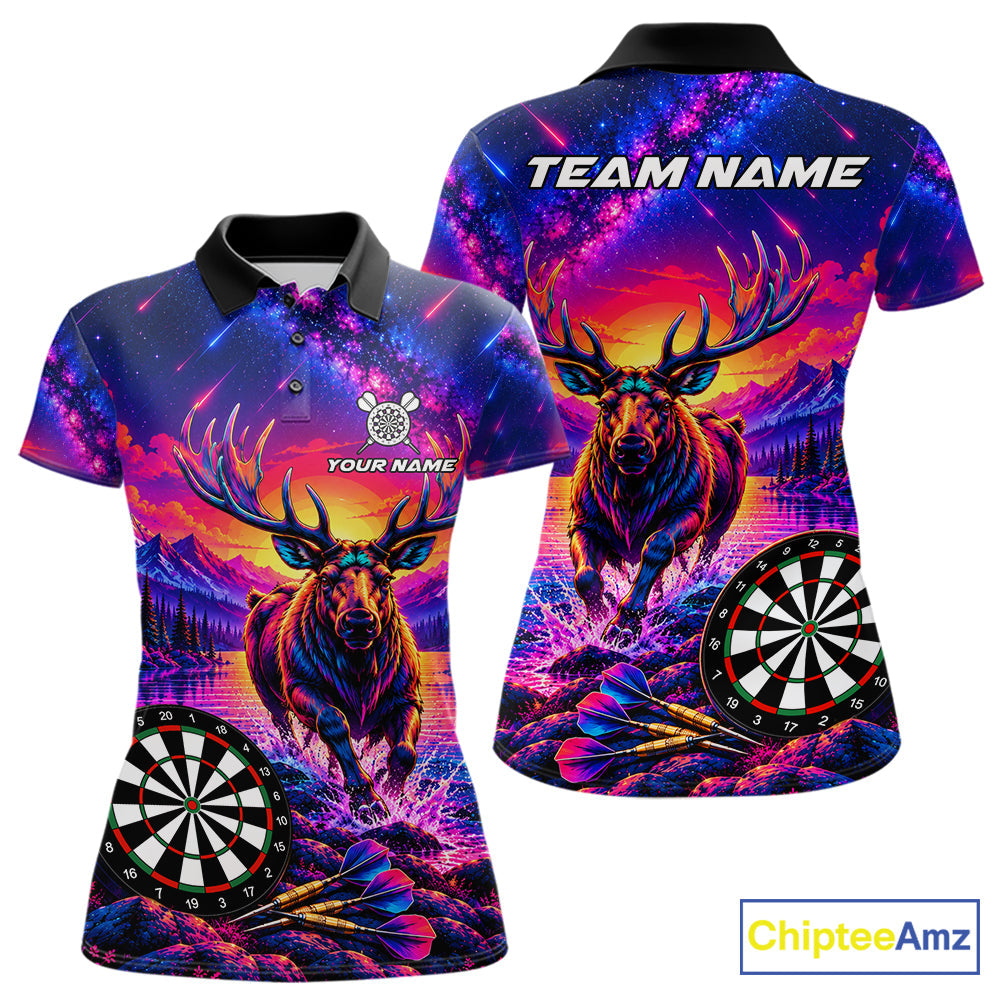 Neon Deer Dart Shirt Colorful Galaxy Dartboard Deer Darts League Shirt Dart Team Jersey