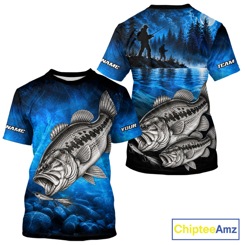 Custom Bass Fishing Tournament Shirt Bass Fishing Jersey Custom Name Fisherman Short & Long Sleeve Apparel