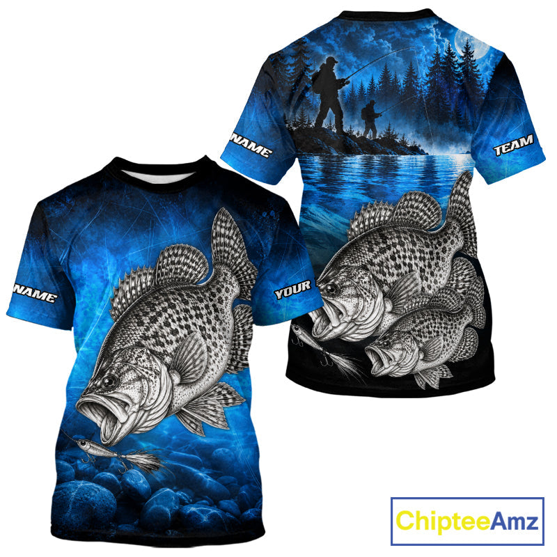 Custom Crappie Fishing Tournament Shirt Fishing Jersey Custom Name Fisherman Short & Long Sleeve Apparel