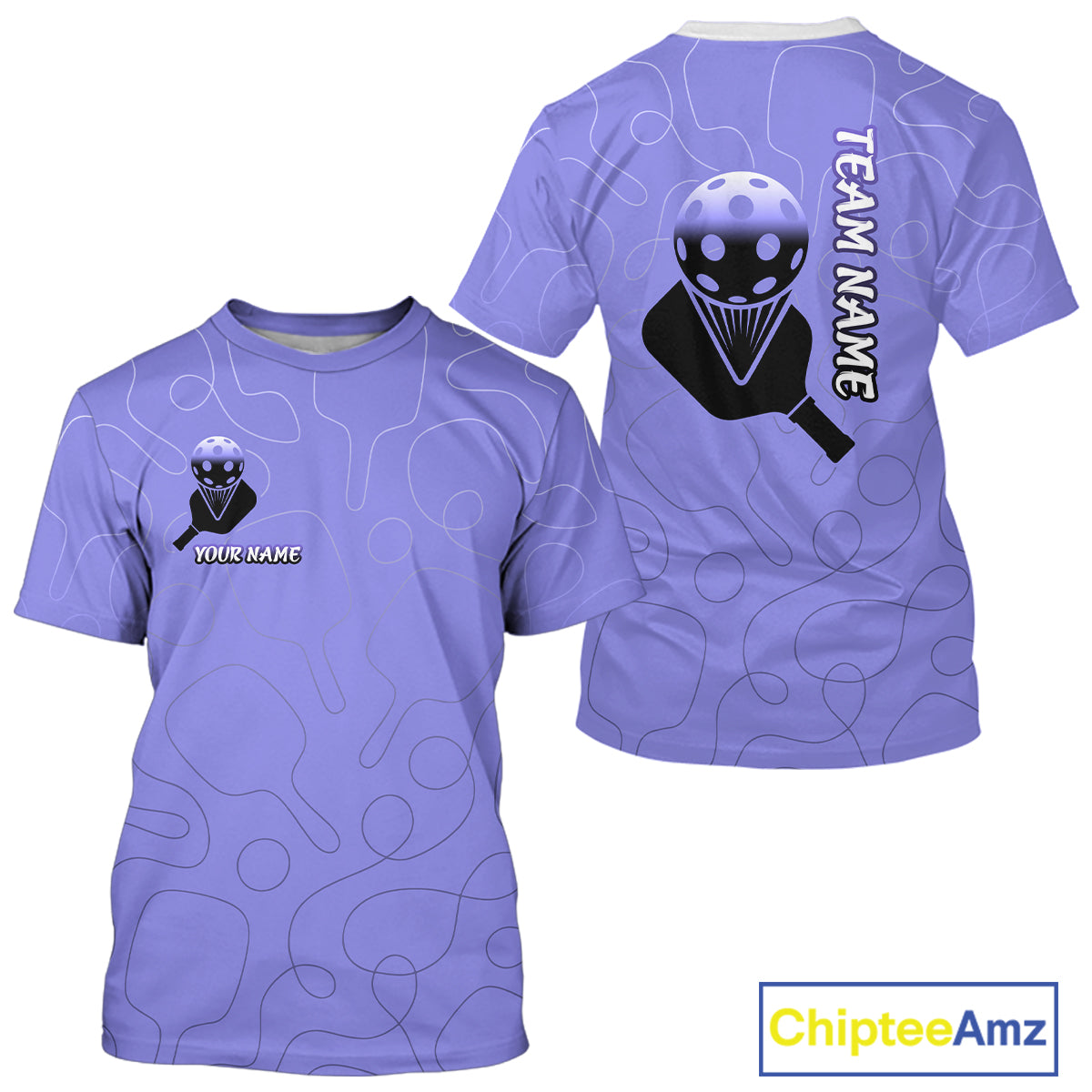 Custom Black And Purple Pickleball T-Shirt Outfit Paddle Pickleball Team Shirt
