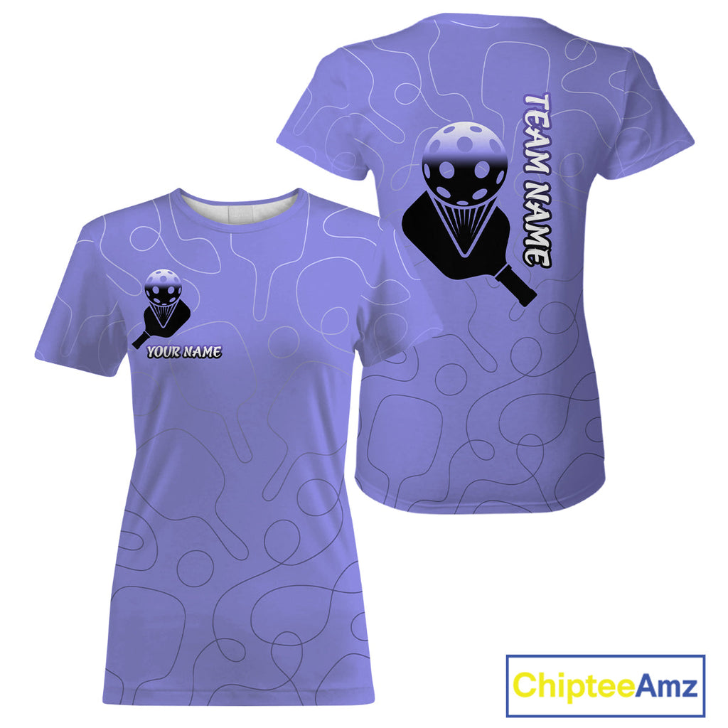 Custom Black And Purple Pickleball T-Shirt Outfit Paddle Pickleball Team Shirt