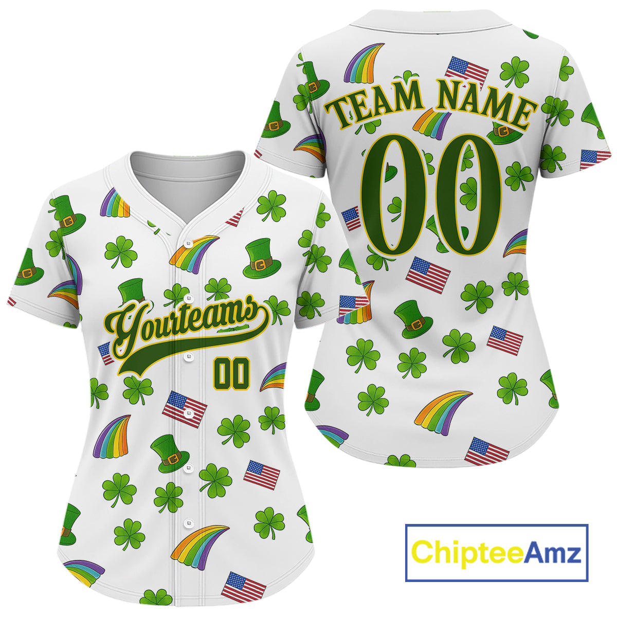 Custom US Flag Patrick Day Baseball Shirt Shamrock Baseball Team Jerseys