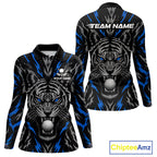 Custom Blue And Grey Tiger Golf Ball Team Attire Funny Golf Polo Golf Shirts