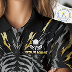 Custom Gold And Grey Tiger Golf Ball Team Attire Funny Golf Polo Golf Shirts