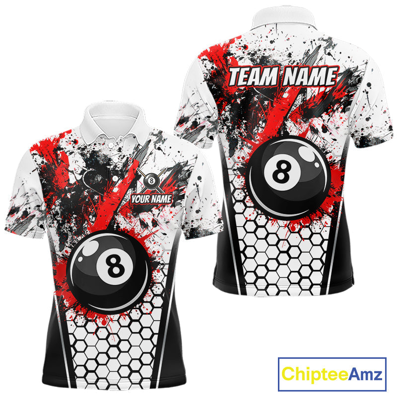 Custom Splatter 8 Ball Pool Jersey Black And Red Splash Billiard Team Jerseys
