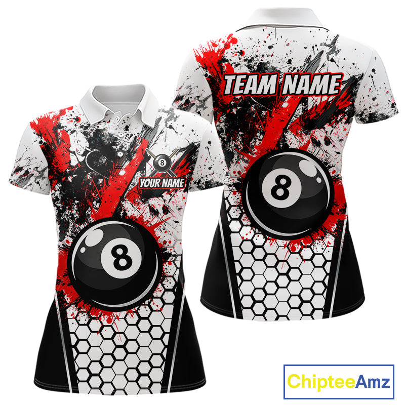 Custom Splatter 8 Ball Pool Jersey Black And Red Splash Billiard Team Jerseys