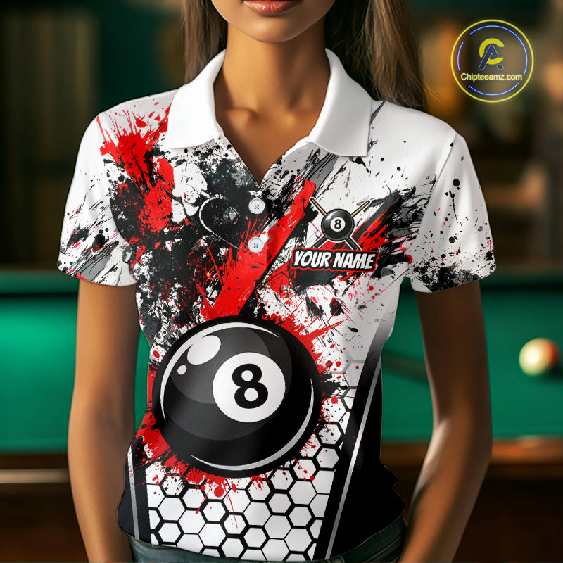Custom Splatter 8 Ball Pool Jersey Black And Red Splash Billiard Team Jerseys