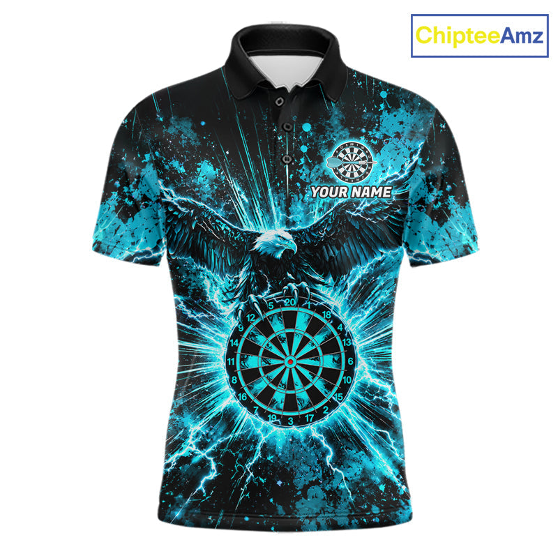 Teal Splatter Dartboard Darts Polo 1/4-Zip Shirt Thunder Eagle Darts Team Apparel Jersey