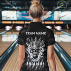 Custom Silver Crown Skull Bowling Jersey White Smokes Bowling Polo 1/4-Zip Shirt Bowler Gift