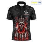 Custom Smoke Silver Crown Skull Bowling Jersey Red Grunge Bowling Polo 1/4-Zip Shirt