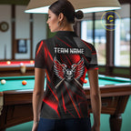 Custom Wings Cue 8 Ball Skull Pool Billiard Shirt Red Geometric Billiard Tournament Shirt