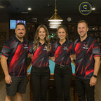 Custom Wings Cue 8 Ball Skull Pool Billiard Shirt Red Geometric Billiard Tournament Shirt