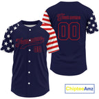 Custom Red And Blue Baseball Shirt Personalized Patriotic Baseball Jersey