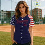 Custom Red And Blue Baseball Shirt Personalized Patriotic Baseball Jersey