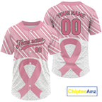 Custom White-Pink Ribbon Baseball Jerseys Breast Cancer Awareness Baseball Shirt