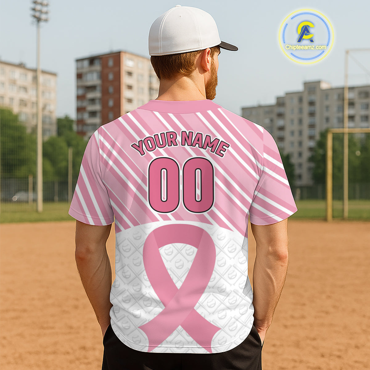 Custom White-Pink Ribbon Baseball Jerseys Breast Cancer Awareness Baseball Shirt