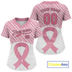 Custom White-Pink Ribbon Baseball Jerseys Breast Cancer Awareness Baseball Shirt