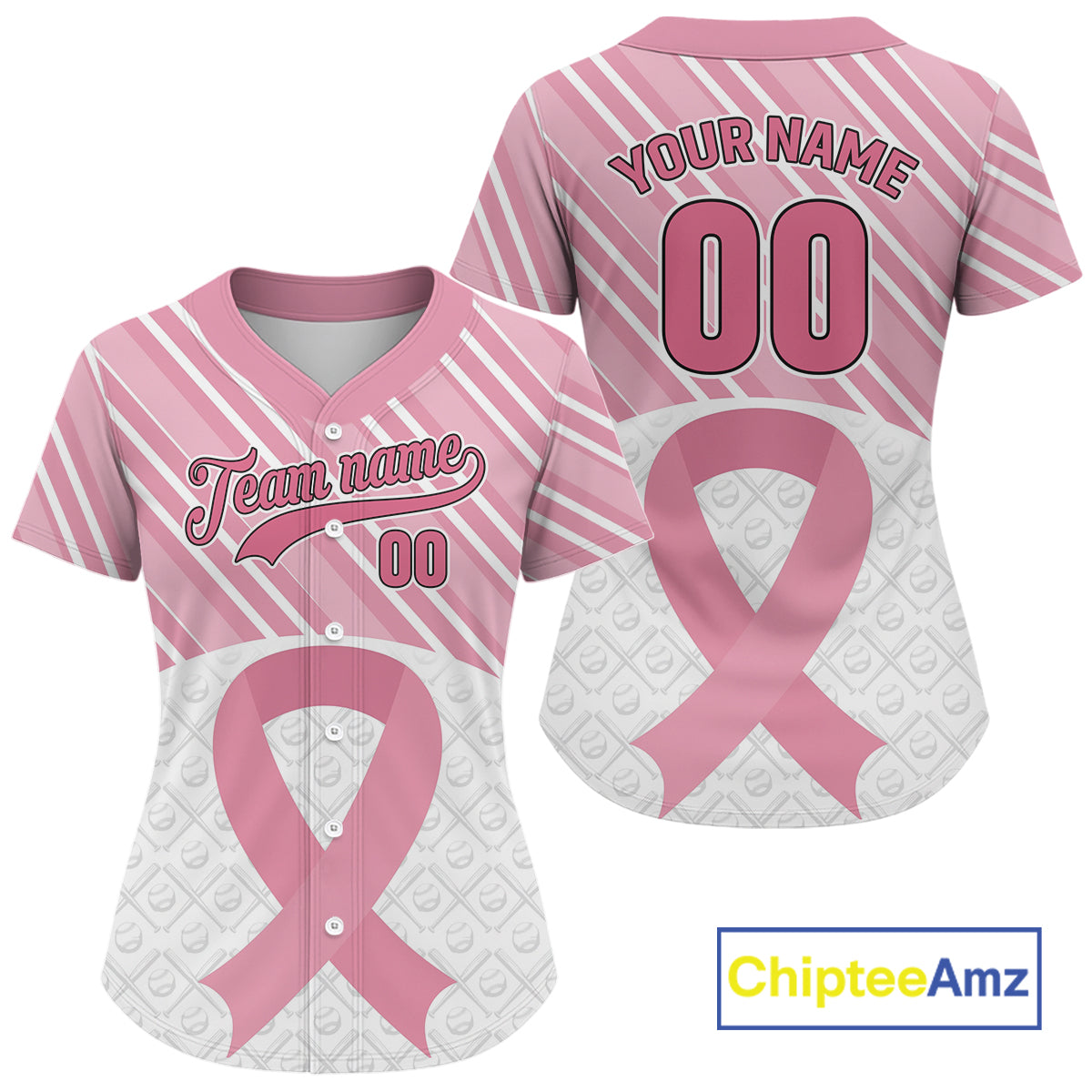 Custom White-Pink Ribbon Baseball Jerseys Breast Cancer Awareness Baseball Shirt